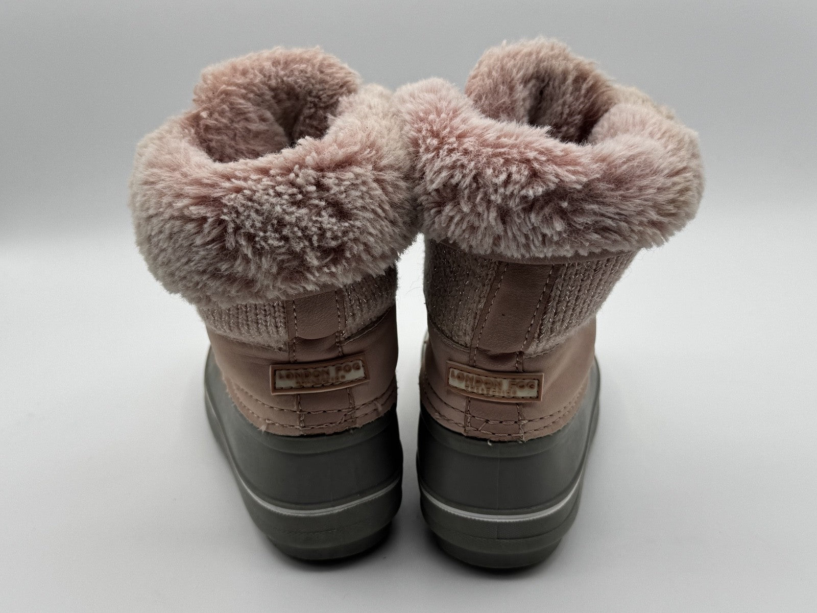 London Fog Collection Girls Lace Up Fleece Lined Snow Boots, Pink & Gray Size 10