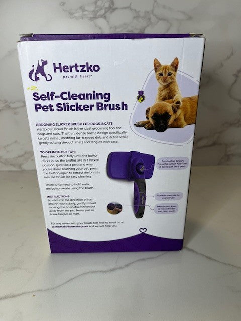Hertzko Brush, Dog Brush for Shedding, Cat & Dog Grooming Self Clean Release NIB