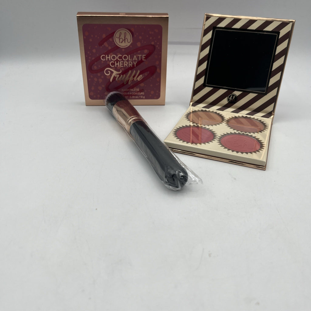 BH Cosmetics Chocolate Cherry Truffle 4 Color Blush Palette, w/ Brush, NEW