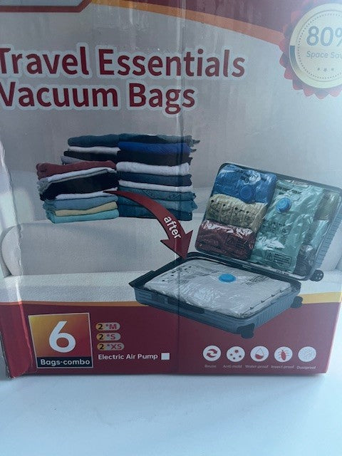 Brodi Travel Essentials Vacuum Bags - Space Saver Combo Pack 6 Bags w/Pump NEW