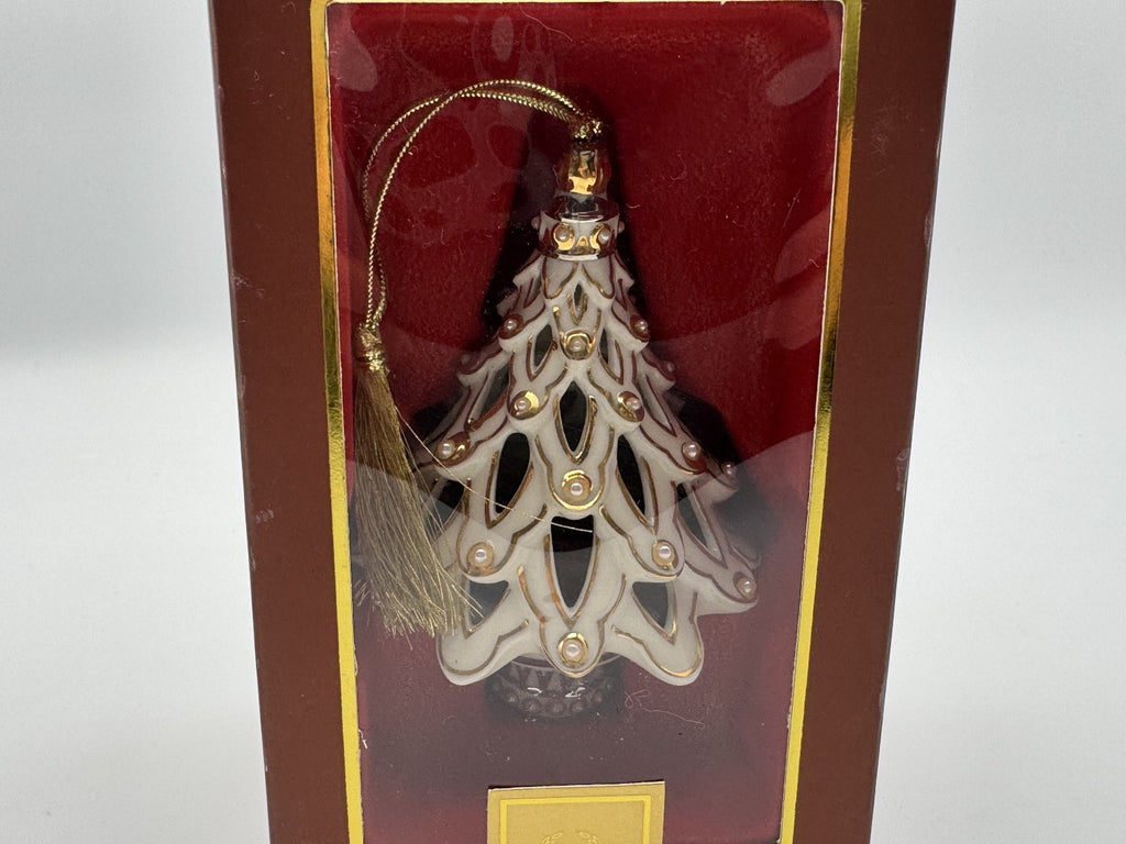 Lenox Christmas Tree Ornament Florentine & Pearl, Fillable with Aroma Scent, NIB