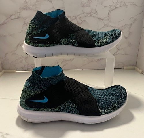 Nike Free Run Motion Flyknit Chlorine Blue Volt Me size 8.5 Pre-owned, Excellent