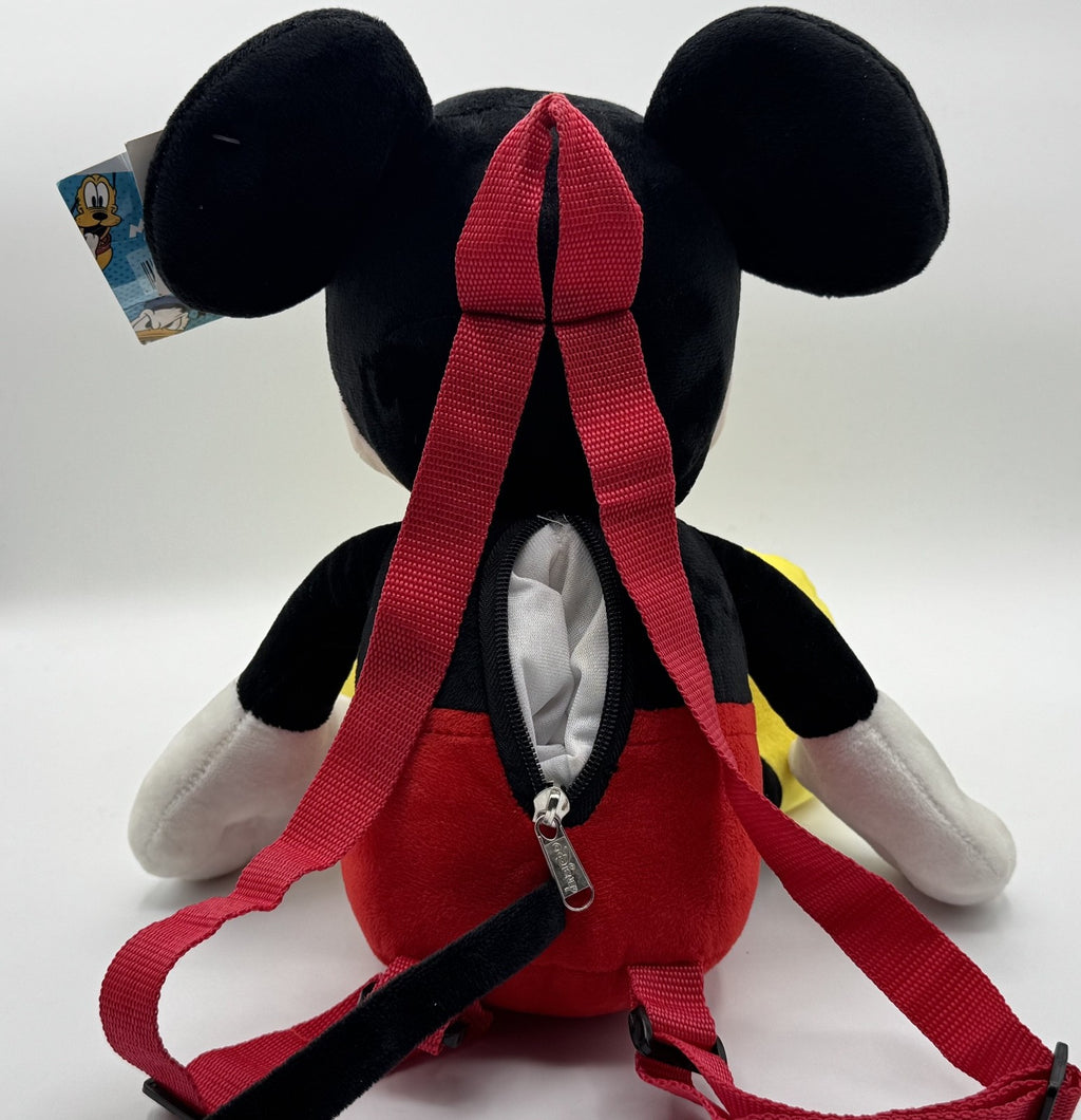Disney Mickey Mouse Plush BackpackStuffed Animal Bag 17” Adjustable Straps - NWT