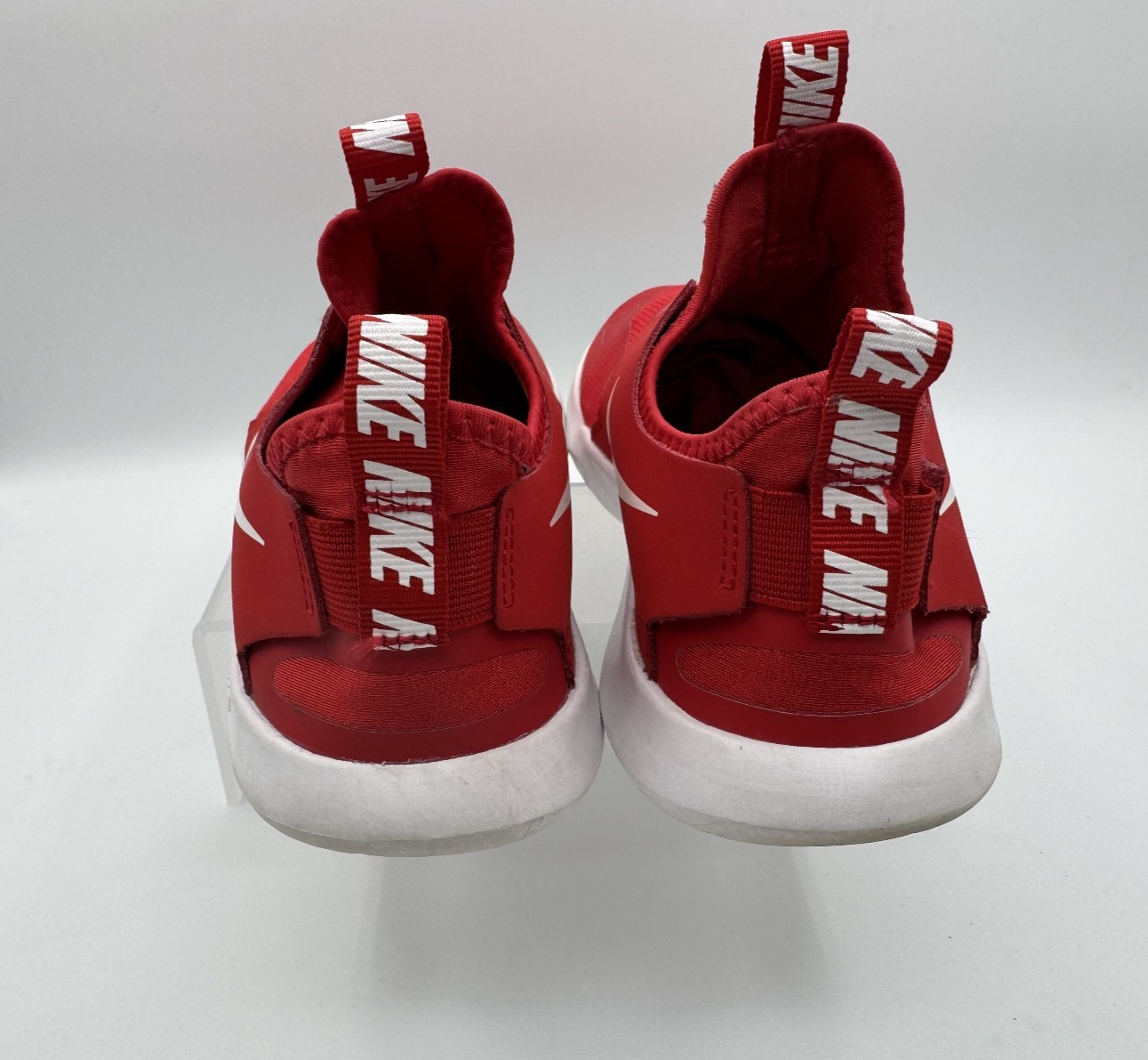 Nike Flex Runner Red/White Kids Slip on Shoes - Gym Shoe Sports Sz 5.5, pre-own