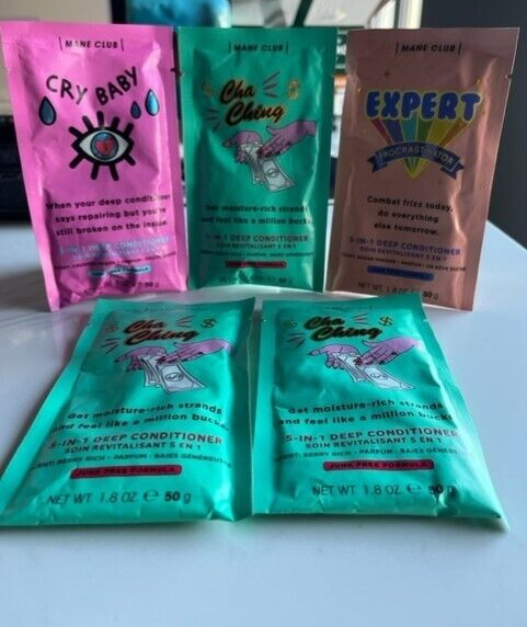 5 Mane Club 5-in-1 Deep Conditioner Cry Baby, Cha Ching, Expert 1.8oz Lot of 5