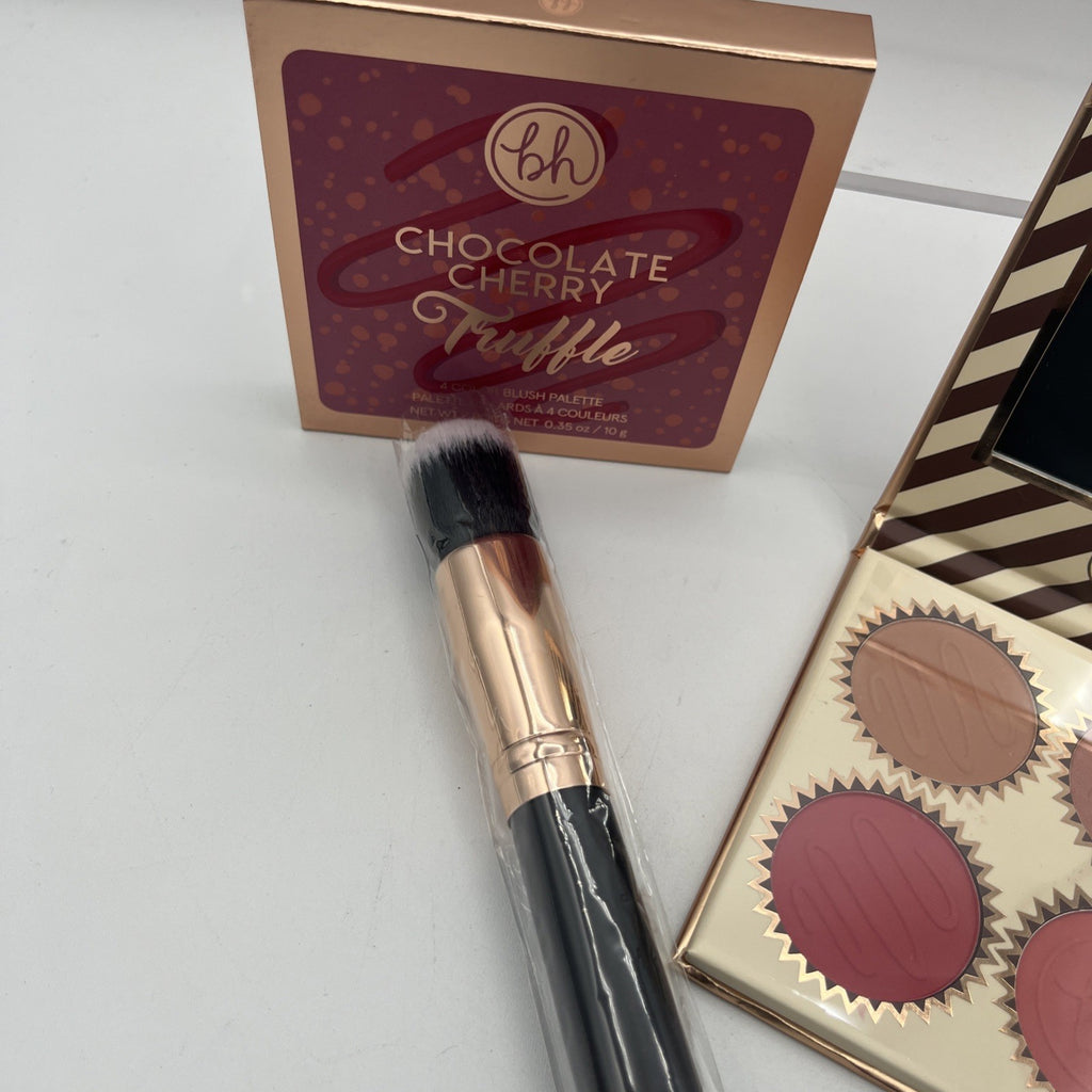 BH Cosmetics Chocolate Cherry Truffle 4 Color Blush Palette, w/ Brush, NEW