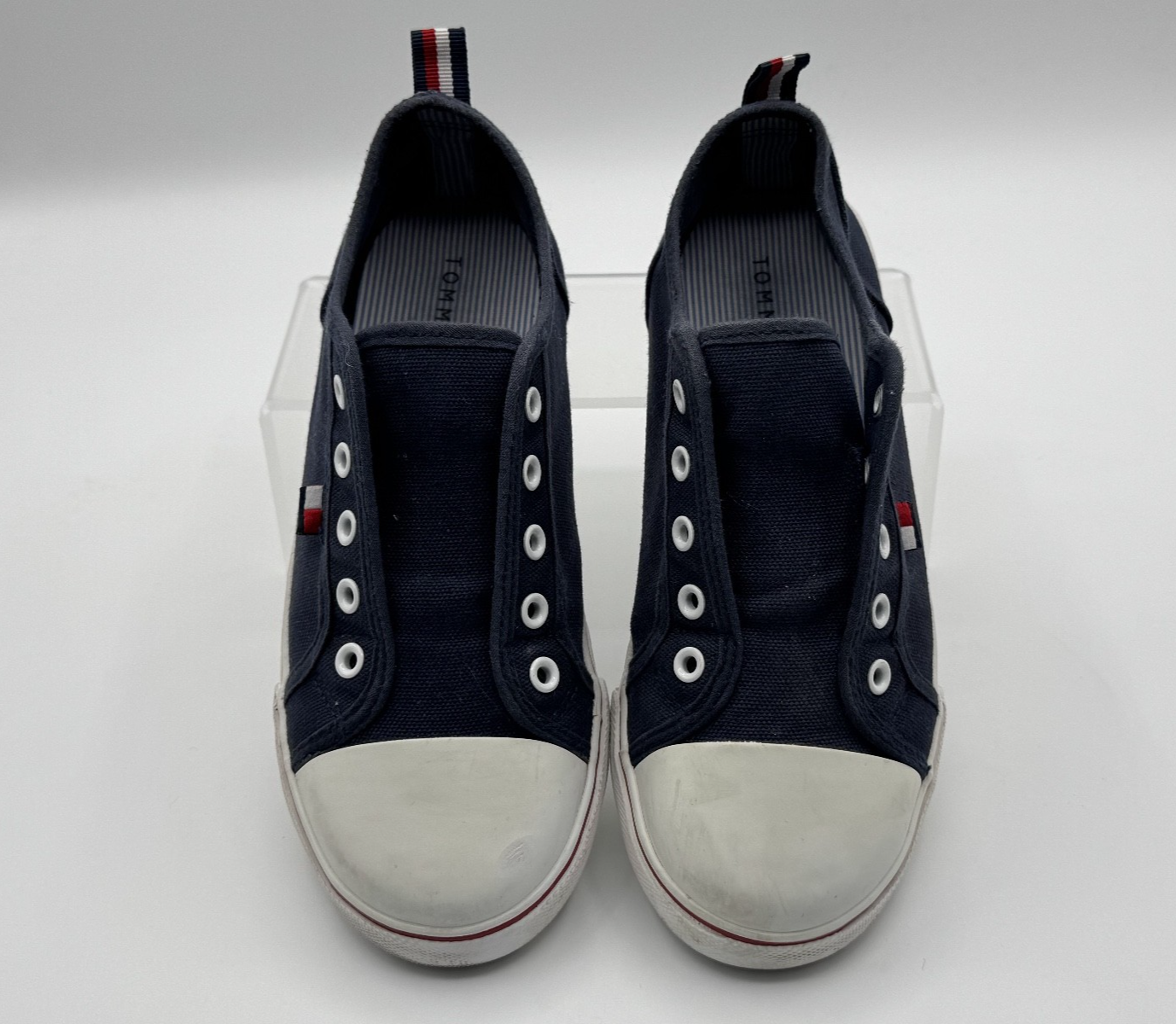 Tommy Hilfiger Boys Kids Laceless Slip on Sneakers Shoes Navy Blue Size 3, Pre