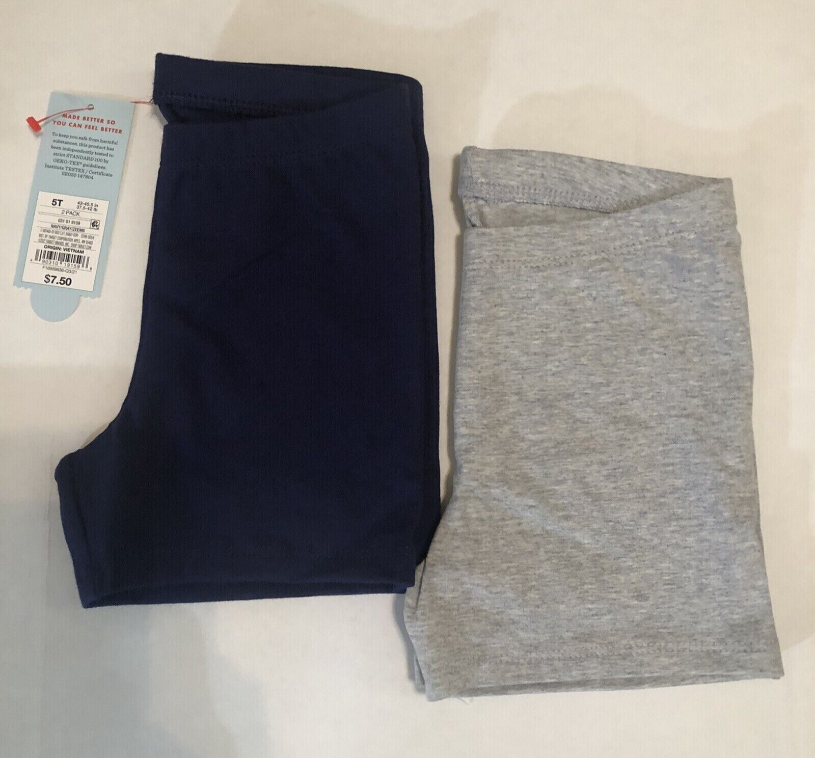 2 Pair-Cat & Jack  Kids Unisex Girls/Boys Tumble Bike Shorts 5T Navy & Gray  NEW