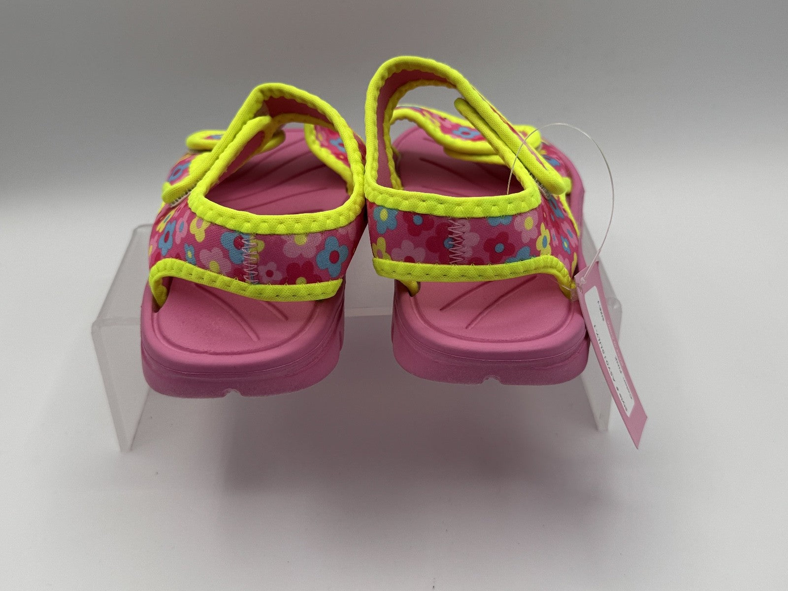 Zoogs Girls Sandals Pink, Yellow, Blue Flowers, W/Strap Closure Sz 13, SOFT, NEW