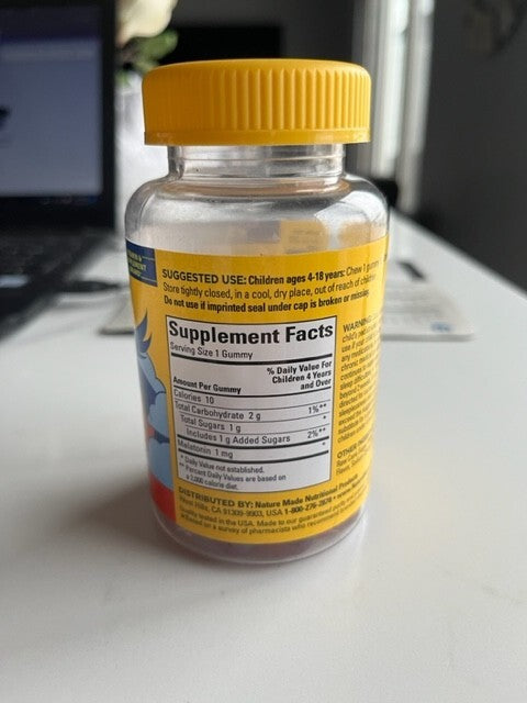 Nature Made Kids First Sleep Supplement 1 MG Melatonin, Strawberry, 45 Ct, 01/24