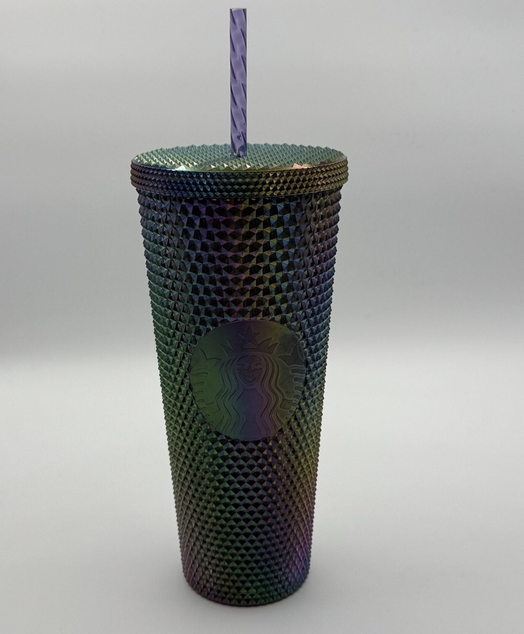 Starbucks 2021 Iridescent Studded Venti 24Oz Tumbler Cold Cup w/New Purple Straw