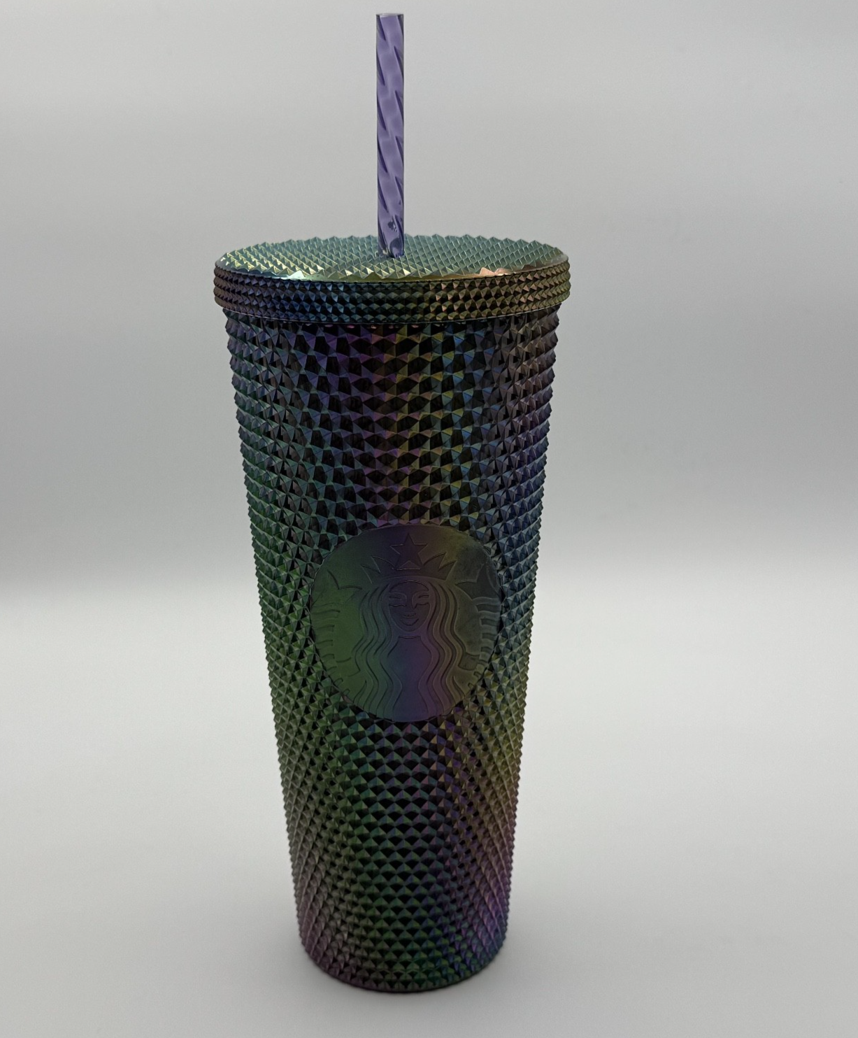 Starbucks 2021 Iridescent Studded Venti 24Oz Tumbler Cold Cup w/New Purple Straw