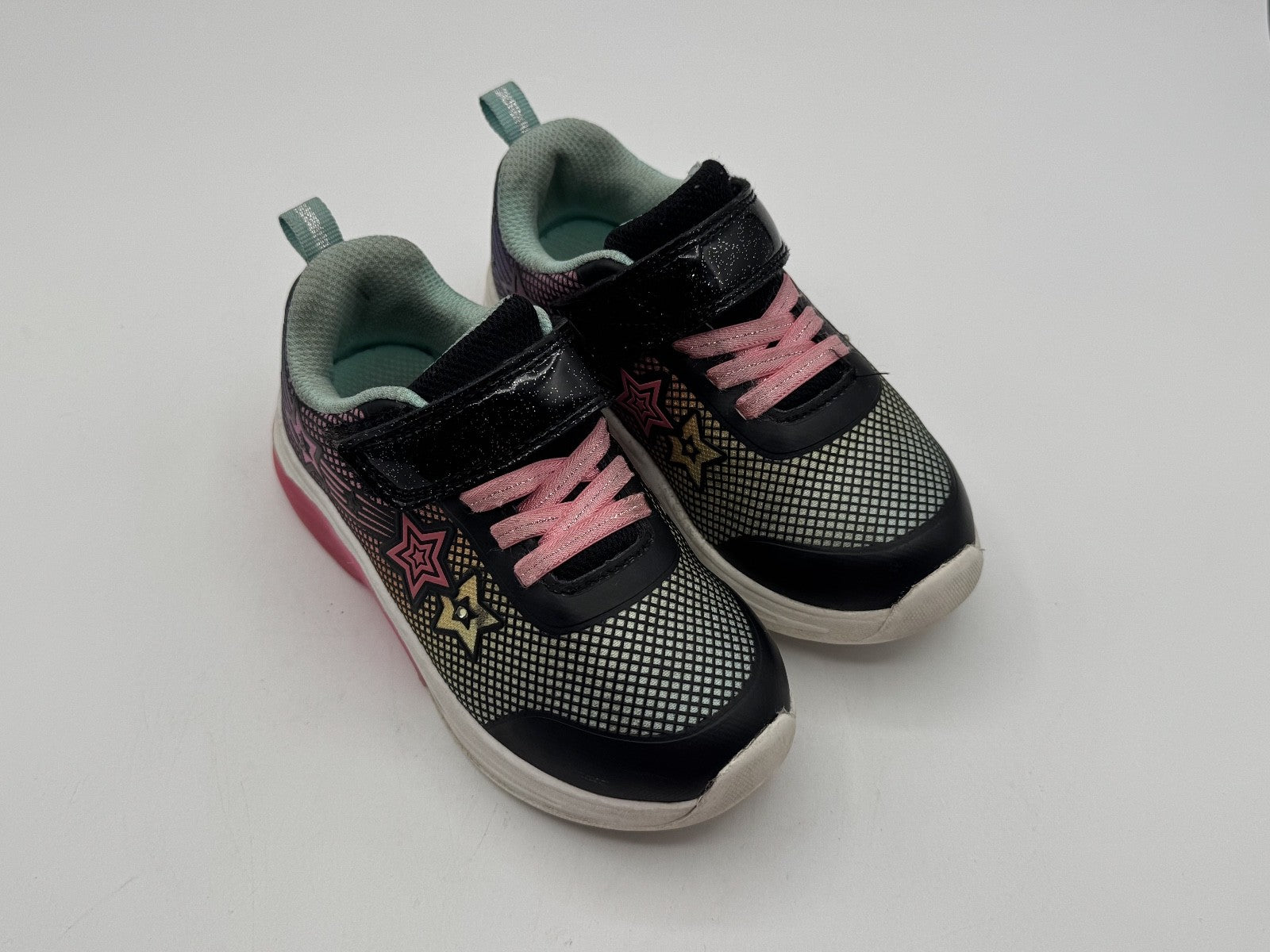 Athletic Works Toddler Girl Star Light Up Sneakers Size 9 with lights, Pre-owned