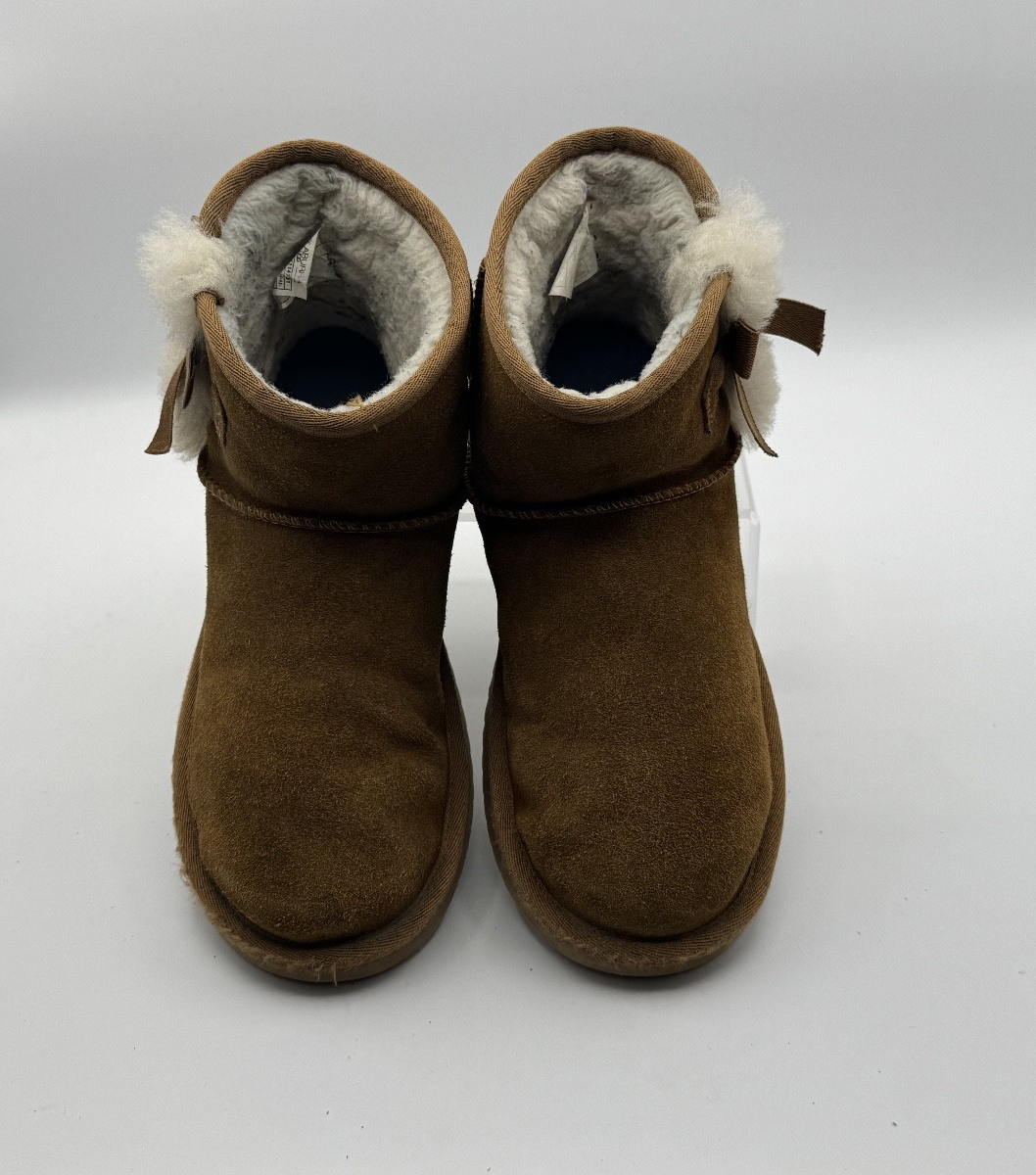 Koolaburra by UGG Brown Suede Ankl Bowtie Bootie Fur Lined Size 6