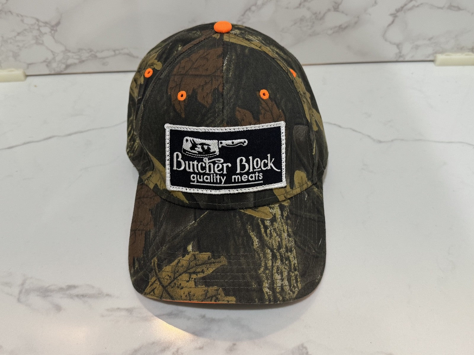 Butcher Block Quality Meats Camouflage Trucker Hat, Unisex, Adjustable, One Size