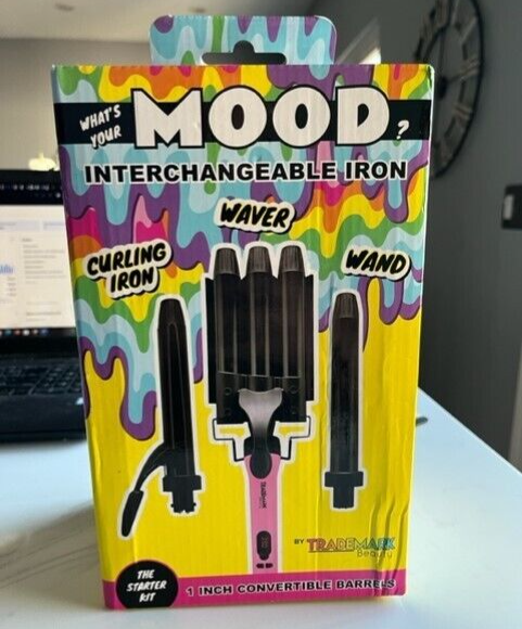 Trademark Beauty Mood Interchangeable Hair 3 in 1 Curling Iron+Glove,Clips & Bag