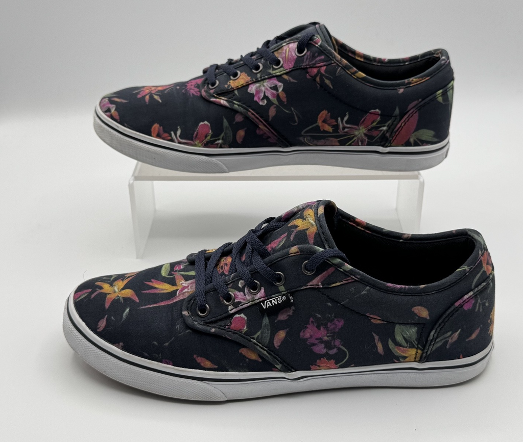 Vans Authentic Low Pro Floral Sneakers In Black Bloom Size 7.5 Womans Skate Shoe