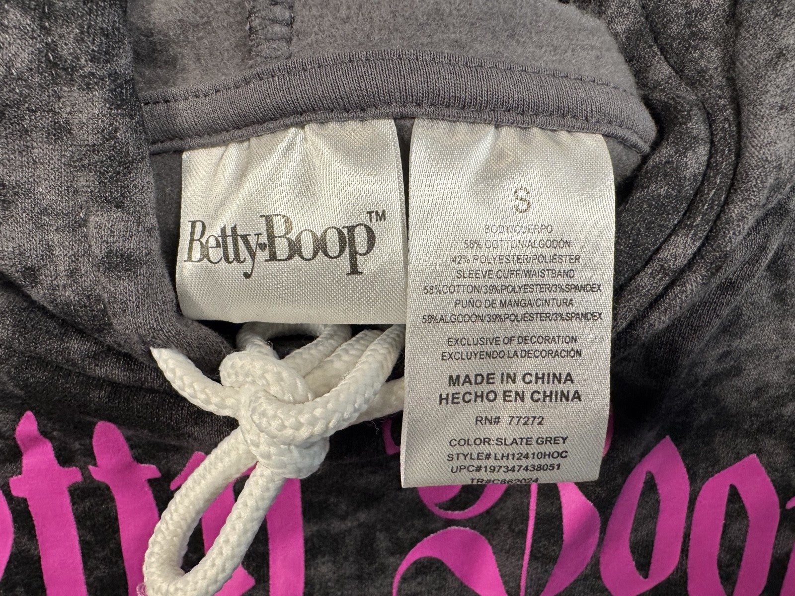 Betty Boop Hoodie Womens Small Motorcycle Club Los Angeles Gray Graphic Print