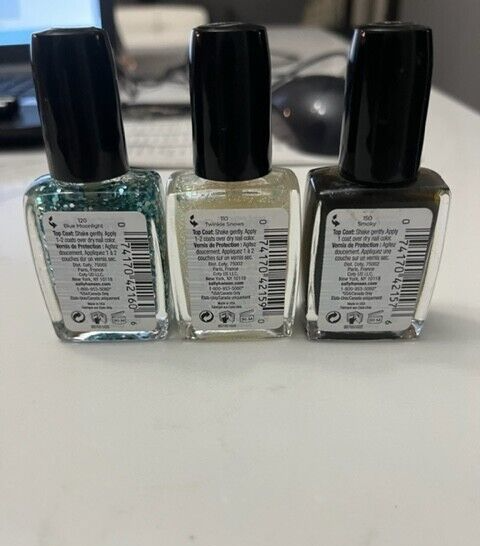 3X Sally Hansen Big Glitter Blue 120, Shimmer Snow 110, Smoky 150- Color NEW