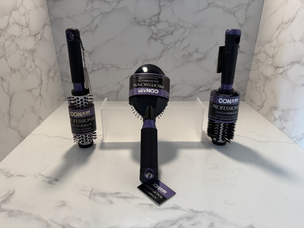 Conair Salon Results Professional Brush 3 Piece Set - All Hair Styles, Round New