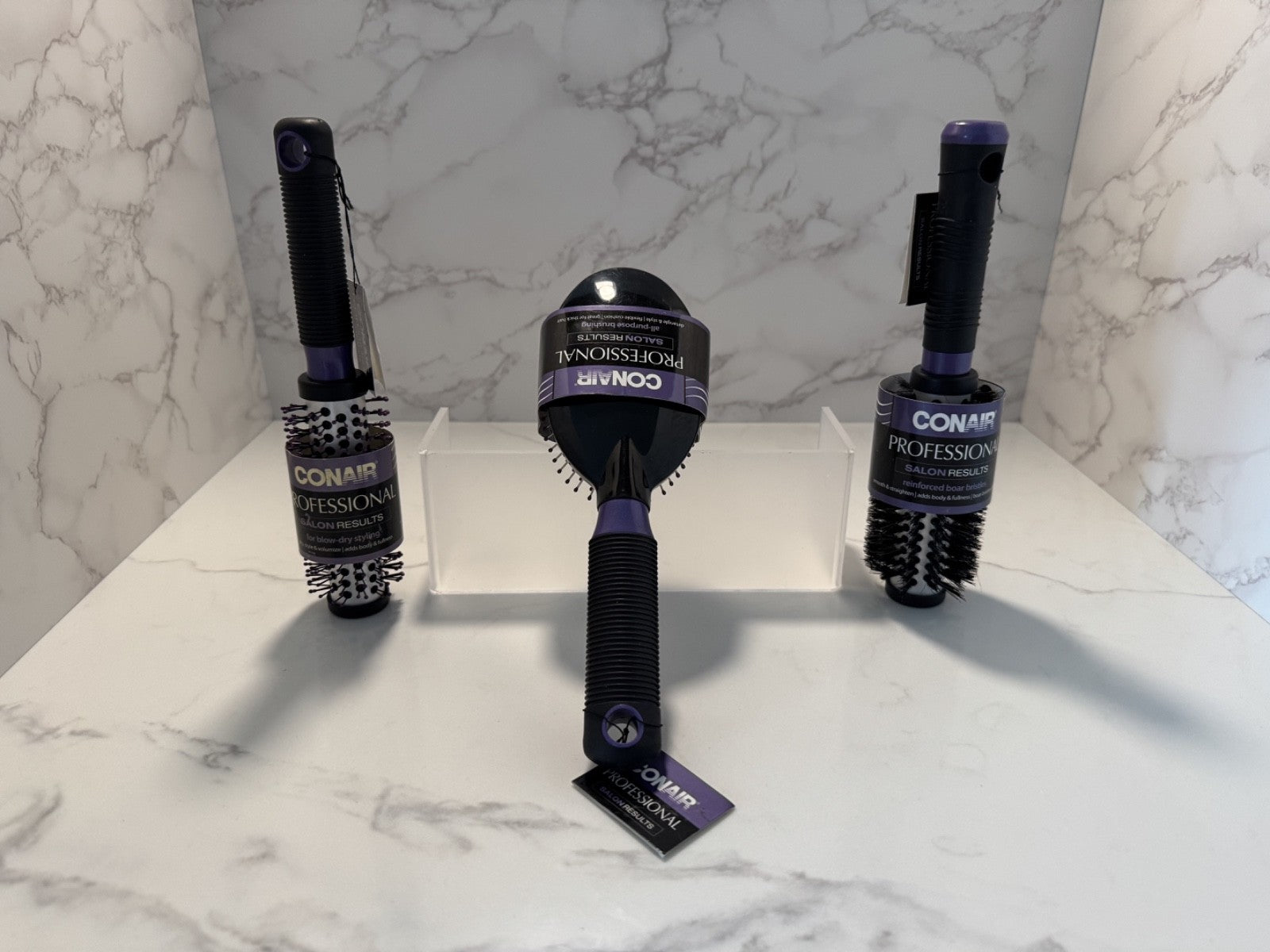 Conair Salon Results Professional Brush 3 Piece Set - All Hair Styles, Round New