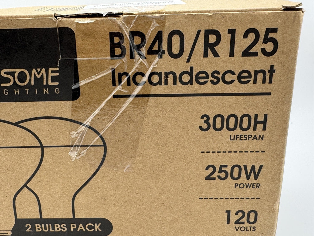 Awesome Lighting Heat Lamp Bulb BR40/R125 250 Watt 2 Pack Red Glass, NIB