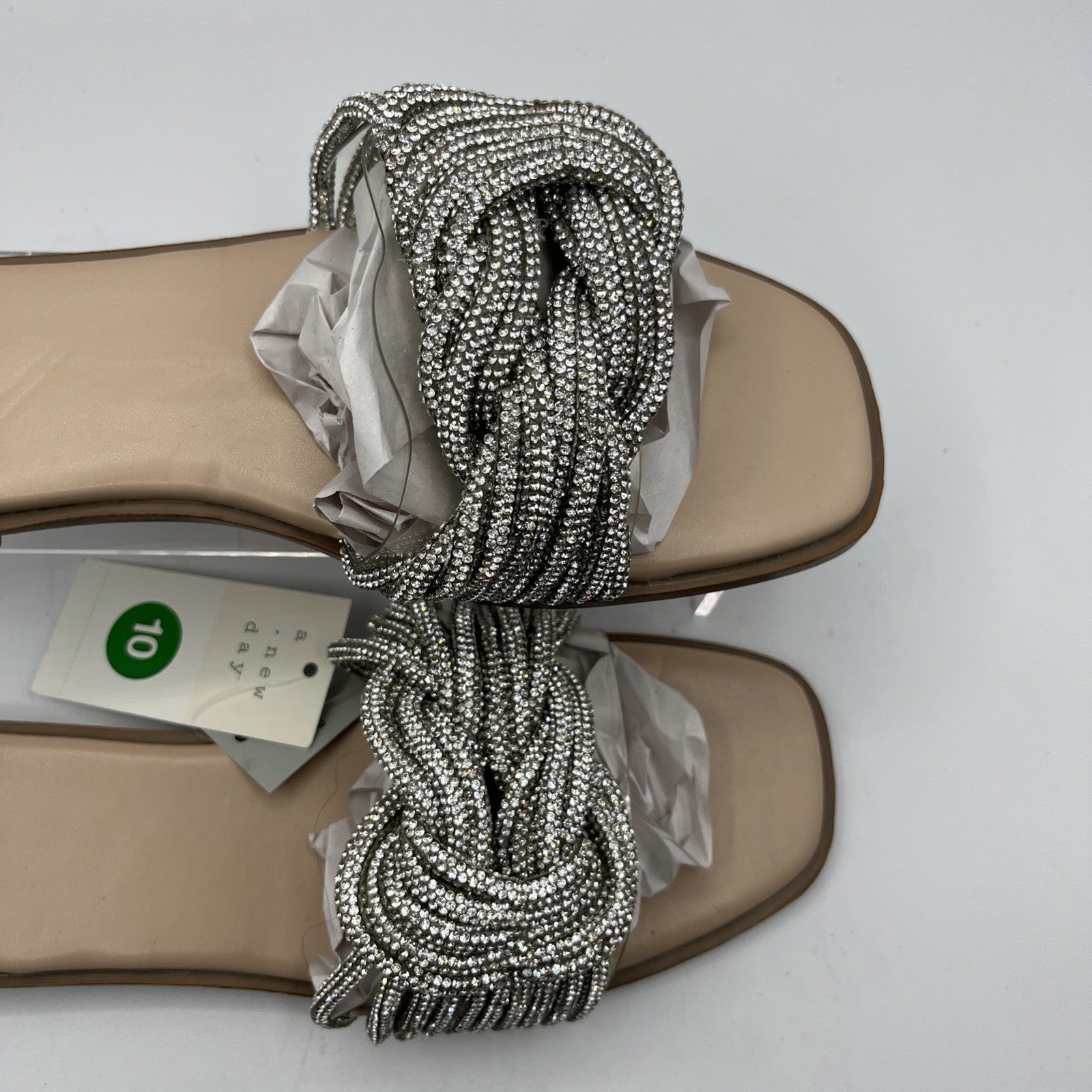 a new day women's slides 546 Sliver Braided Strap Slide Sandals Casual Slip-on