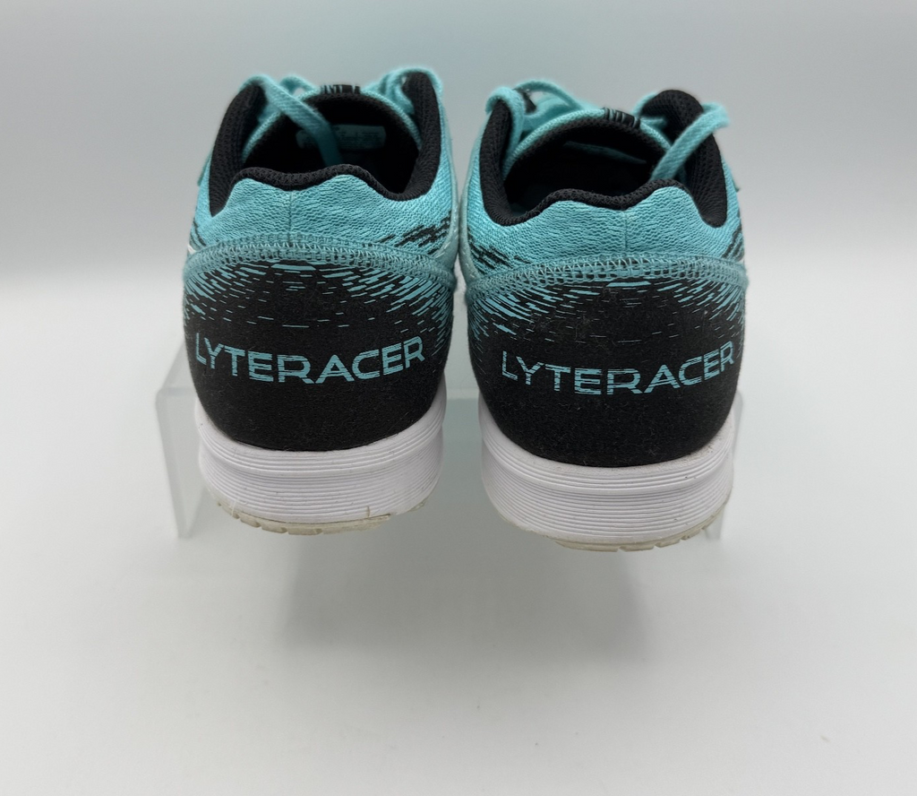Asics Lyteracer Black & Teal Running Shoe, Size 9, pre-owned excellent condition