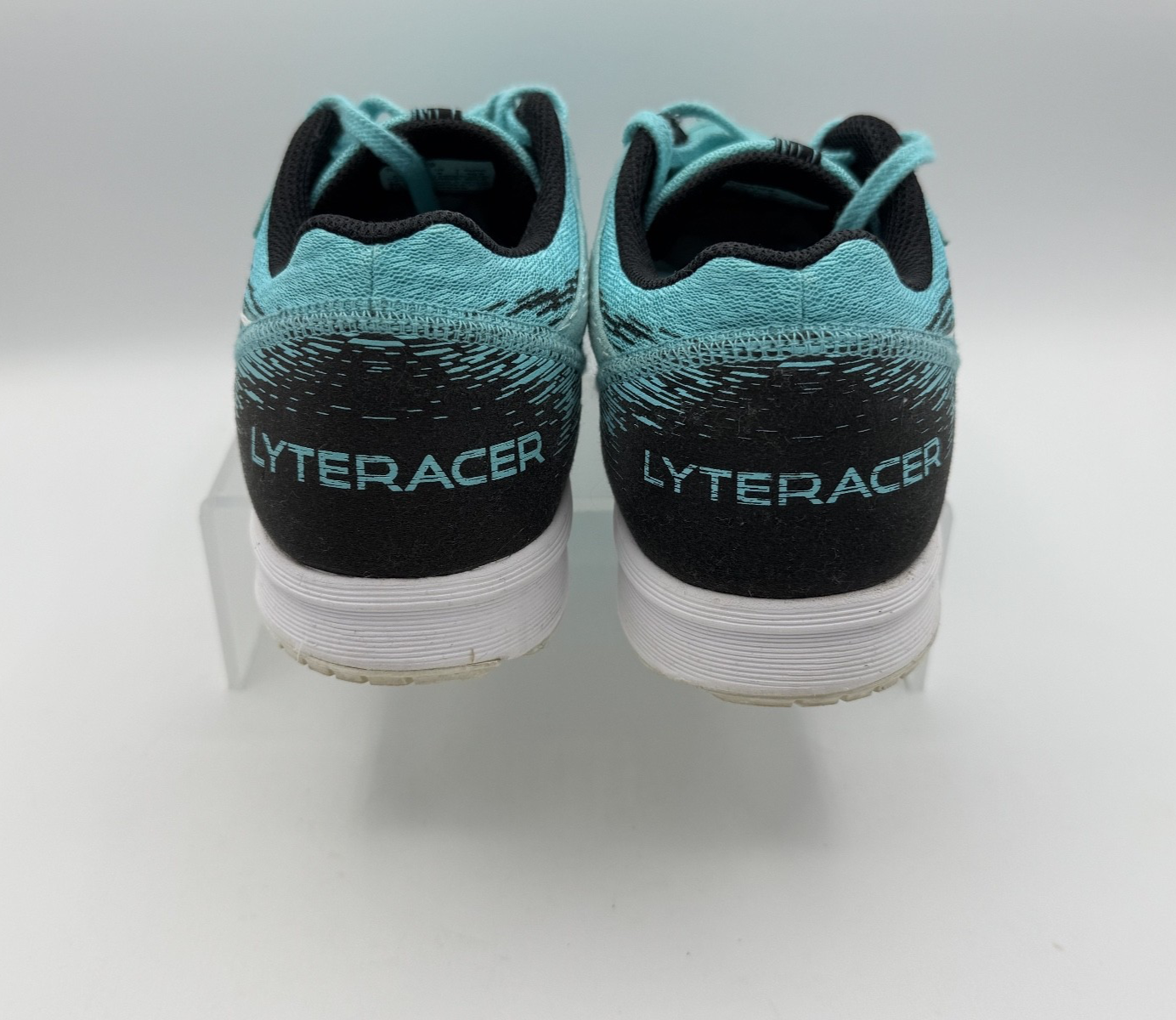 Asics Lyteracer Black & Teal Running Shoe, Size 9, pre-owned excellent condition