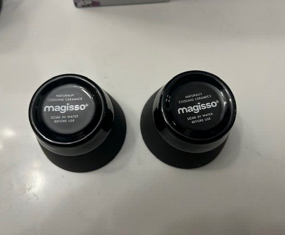 Magisso Naturally Cooling Ceramic Sake Set 3pc. Black- write w/ Chalk 13.5oz New