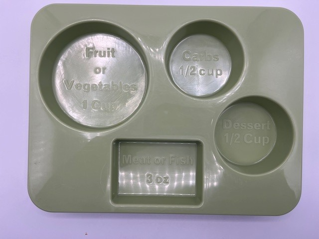2 Perfect Portion Food Separation Plates Tray for Weight Loss Nutrition Vintage