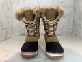 Northside Suede Winter Snow Boots Girls Size 11 Pink Faux Fur Lace Up Thinsulate