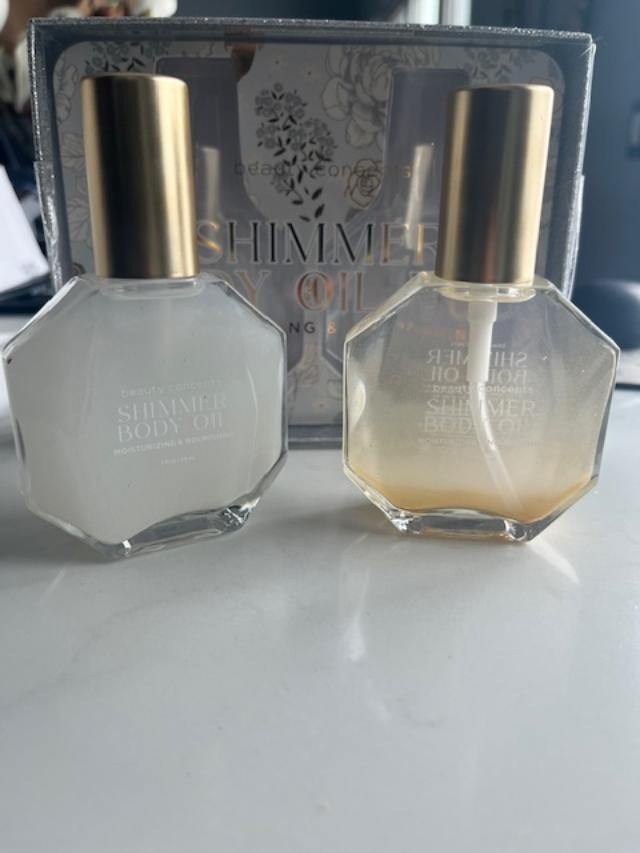 Beauty Concepts Shimmer Body Oil Moisturizing & Nourishing 2 Pcs Set Glow NIB