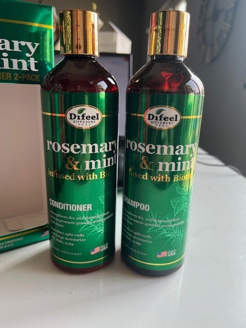 Difeel Strength & Scalp Care | Rosemary Mint Shampoo & Conditioner 12 oz ea. NIB