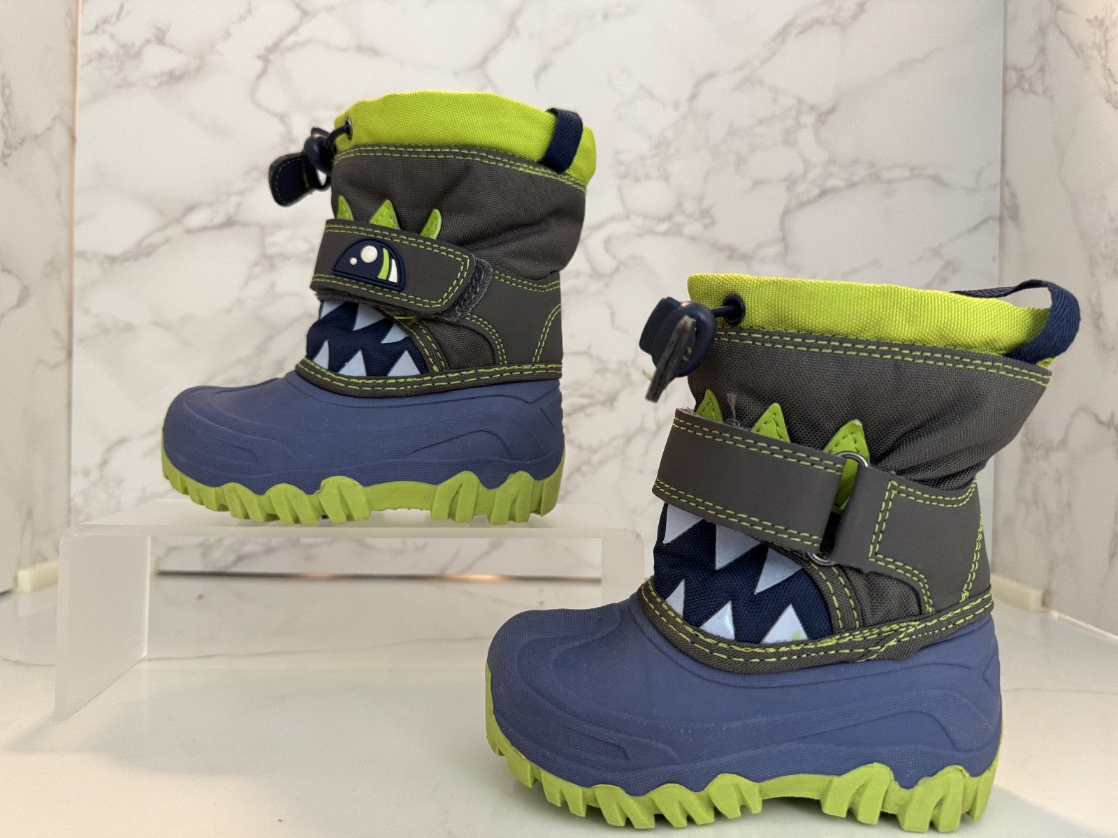 Cat & Jack Toddler Boys Sz 6 Monster Winter Snow Boots Thermolite Blue And Green
