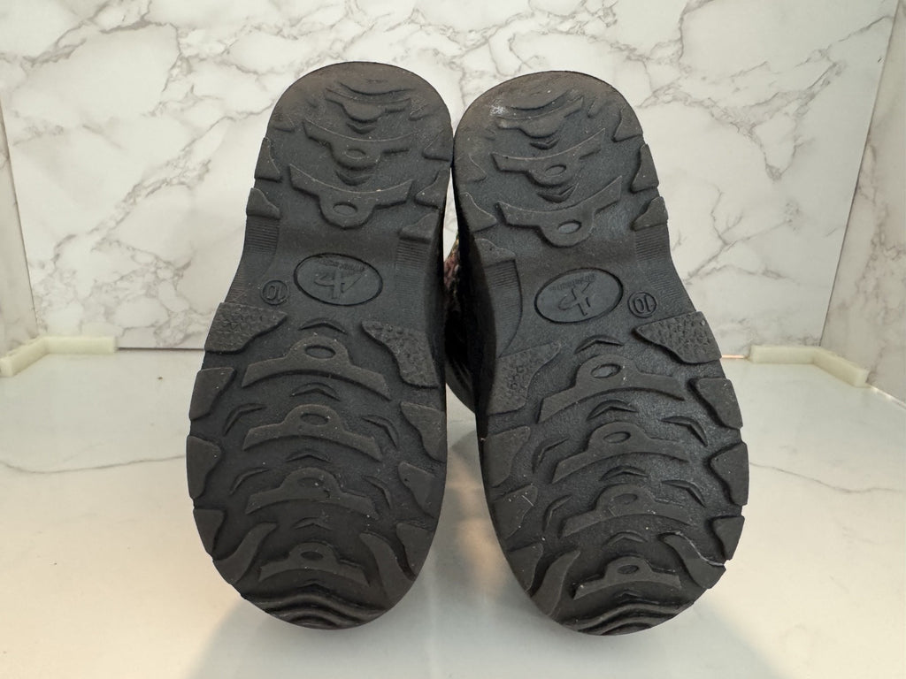 Athletech Black Cheetah Multi Colors Girls Winter Snow Boots Faux Fur Size 10