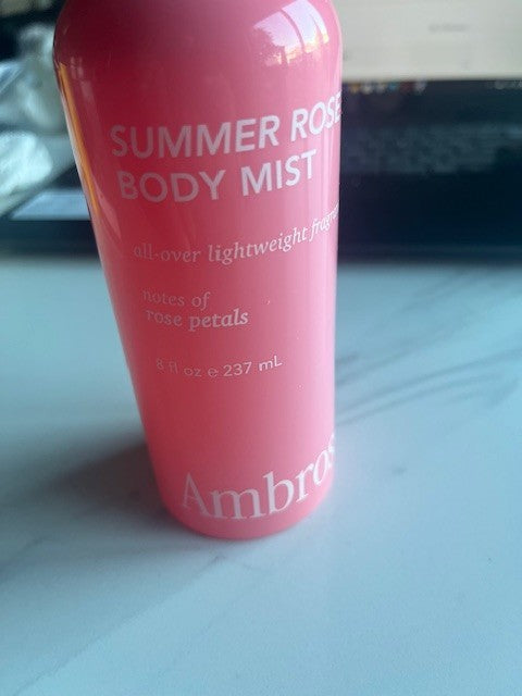 Ambrose Summer Rose Body Mist All-Over lightweight fragrance Rose Petals NEW