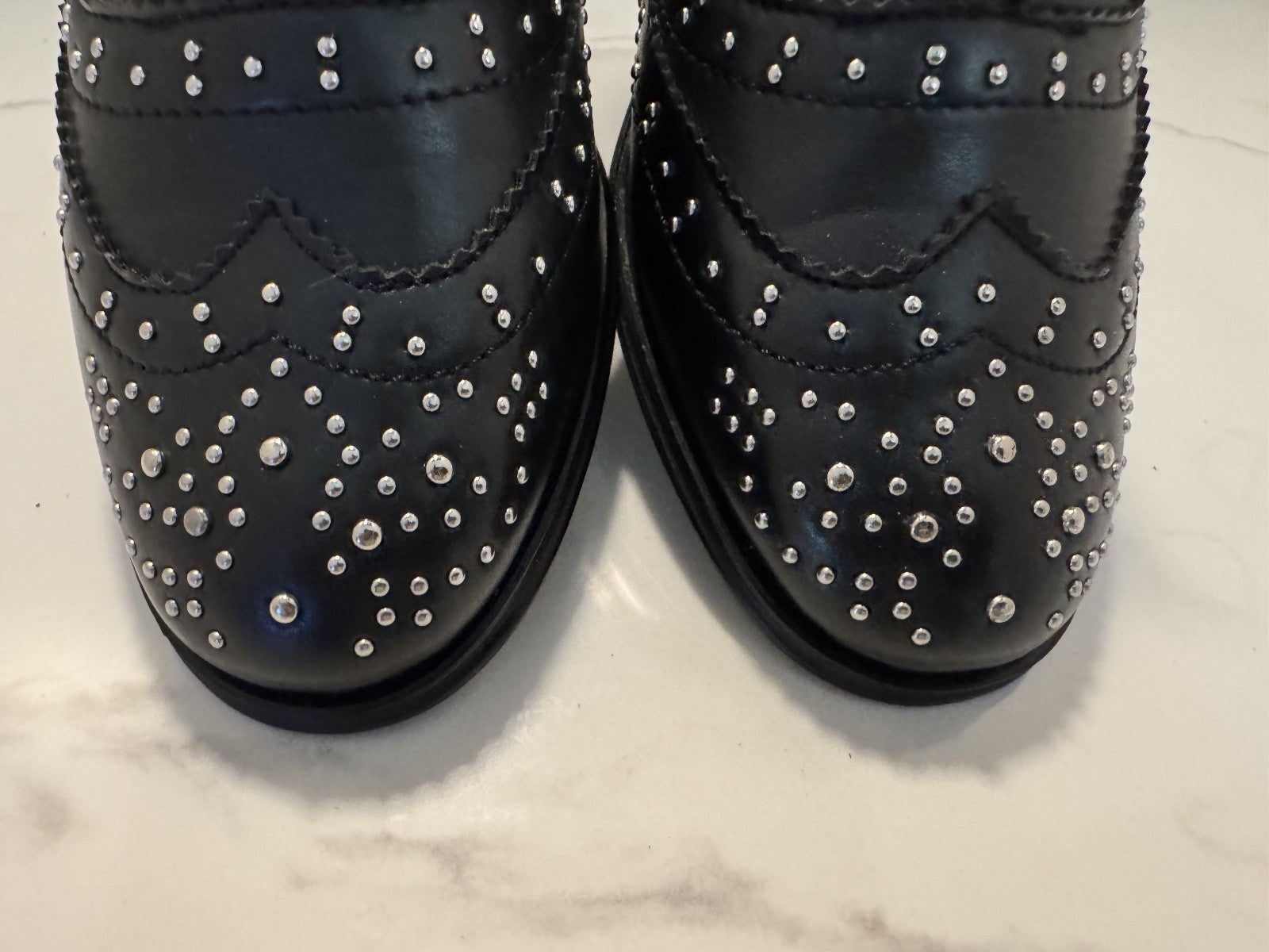 Steve Madden Saxon Black Studded Oxford Shoes 90's, Sz 8.5,Pre-owned, Excellent