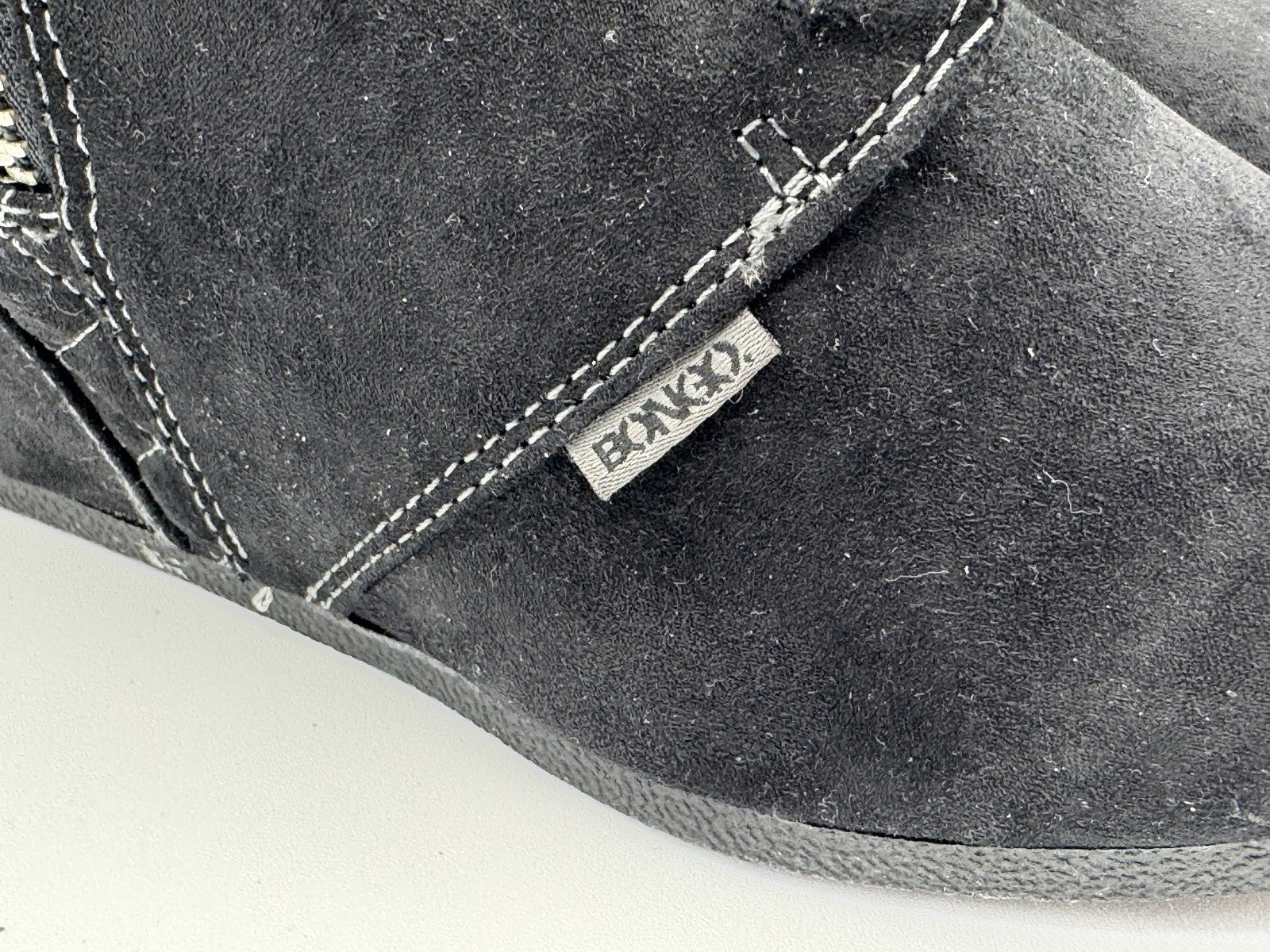 Bongo Shoes Women's Size 8M Black Kedzie Suede Wedge Ankle Bootie Zipper Pre-own