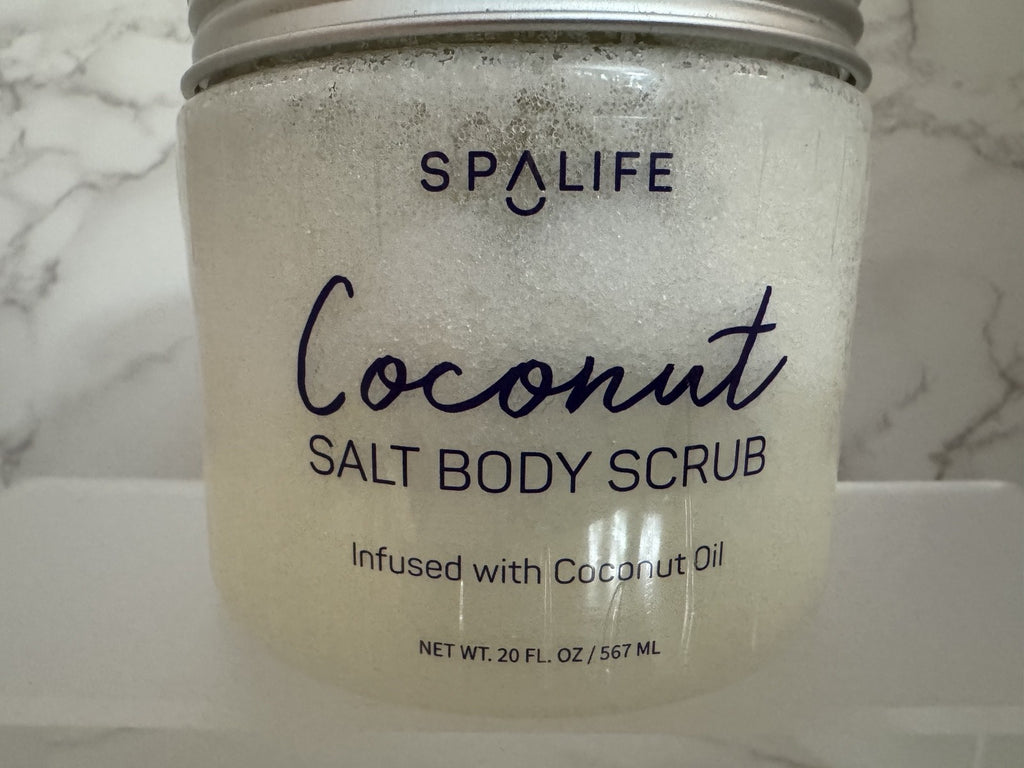 Spa Life Coconut Salt Body Scrub Infused with Coconut Oil 20 oz, Soft Skin New