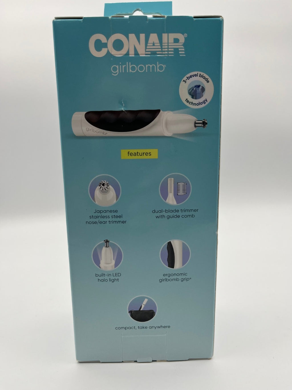Conair Girlbomb Nose Face and Eyebrow Trimmer, Gentle Facial No Cuts, Brand New