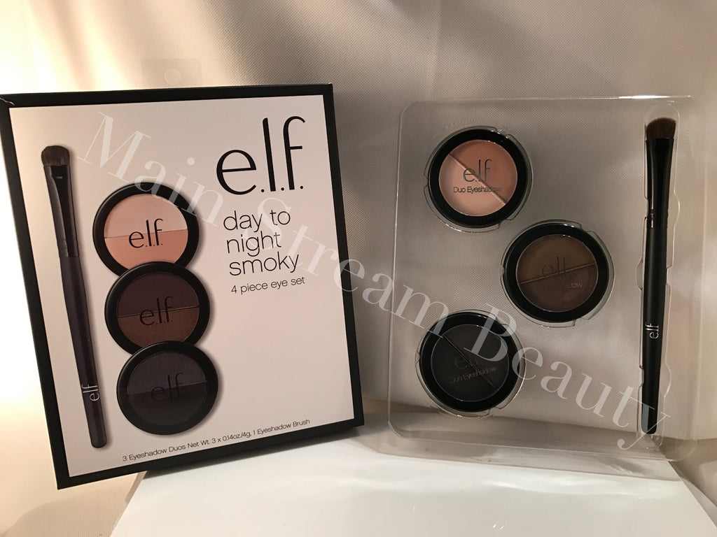 E.L.F. Day to Night Smokey Set 3 Eye shadow Duo and Brush elf Eyeshadow set 4pc