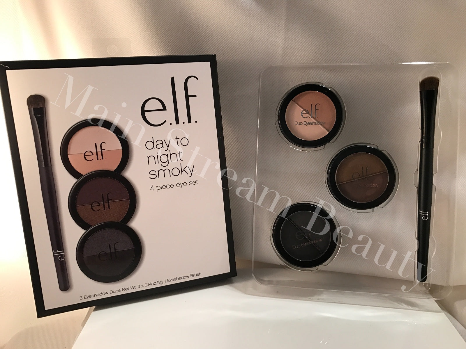 E.L.F. Day to Night Smokey Set 3 Eye shadow Duo and Brush elf Eyeshadow set 4pc