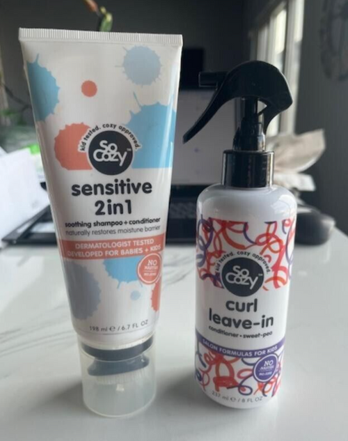 2 pc-SO COZY Sensitive 2 In 1 Soothing Shampoo + Conditioner & Curl Leave in New