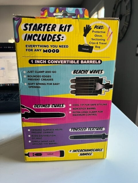 Trademark Beauty Mood Interchangeable Hair 3 in 1 Curling Iron+Glove,Clips & Bag