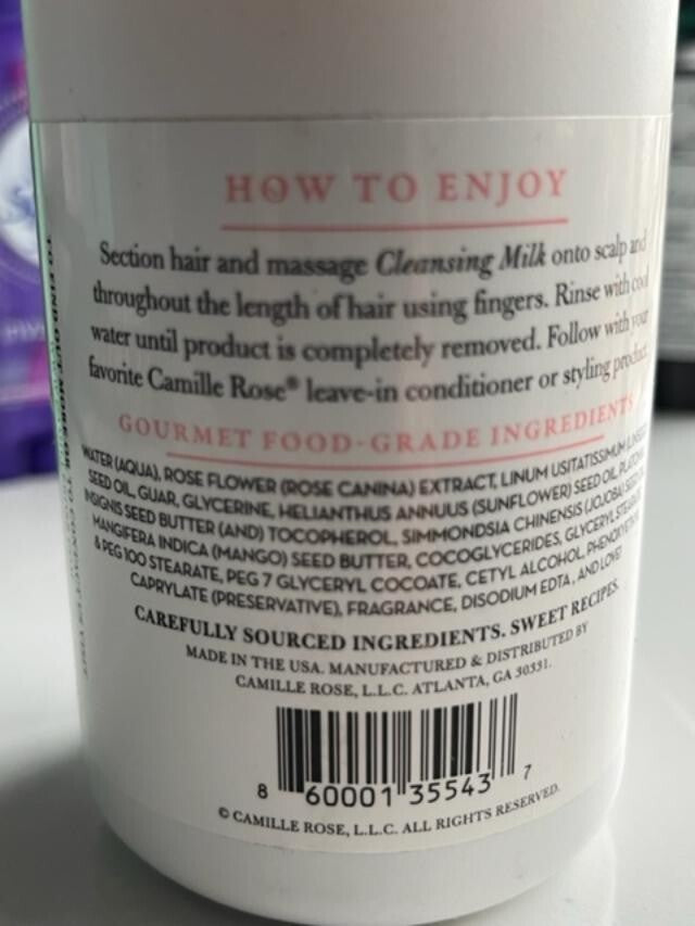 Camille Rose Cleansing Milk w/Flax Seed, Seed Milk+Rose Powder 8oz Free Ship