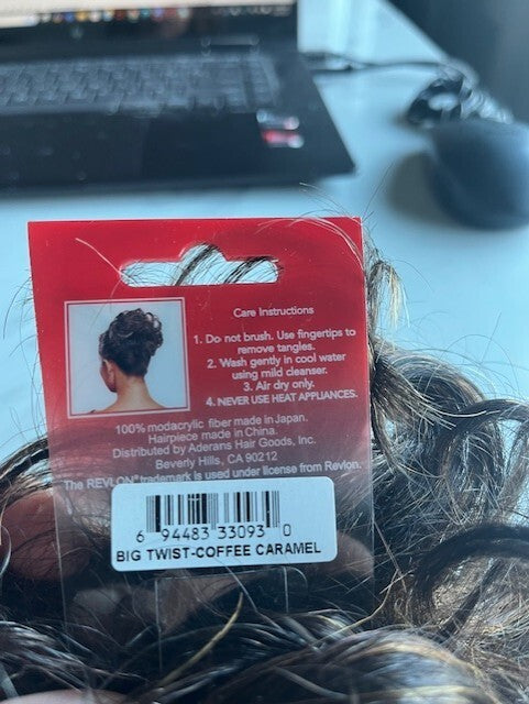 REVLON SCRUNCHIES PONYTAIL WRAP SWIRLZ BOUNCE EXTENSION BIG TWIST COFFEE CARAMEL