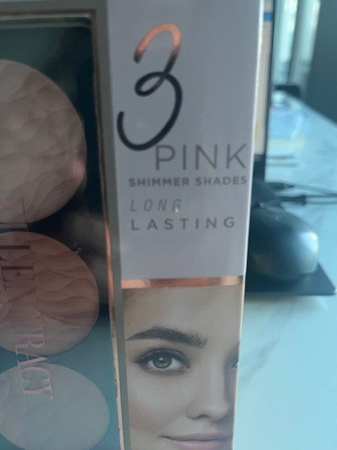 Ellen Tracy 3 Pink Shimmer Shades Blush Trio Rose /Pink/Dip Pink Blush Trio NIP
