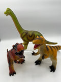 3pc Vintage Dinosaur Toys Lot, 8 Inch Play Toys, Pre-owned, Excellent Condition