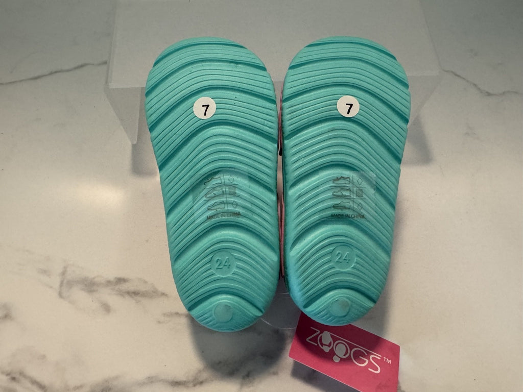 Zoogs Toddler Girls Water Sandals Size 7 Pink Teal Unicorn Beach Pool Summer NWT